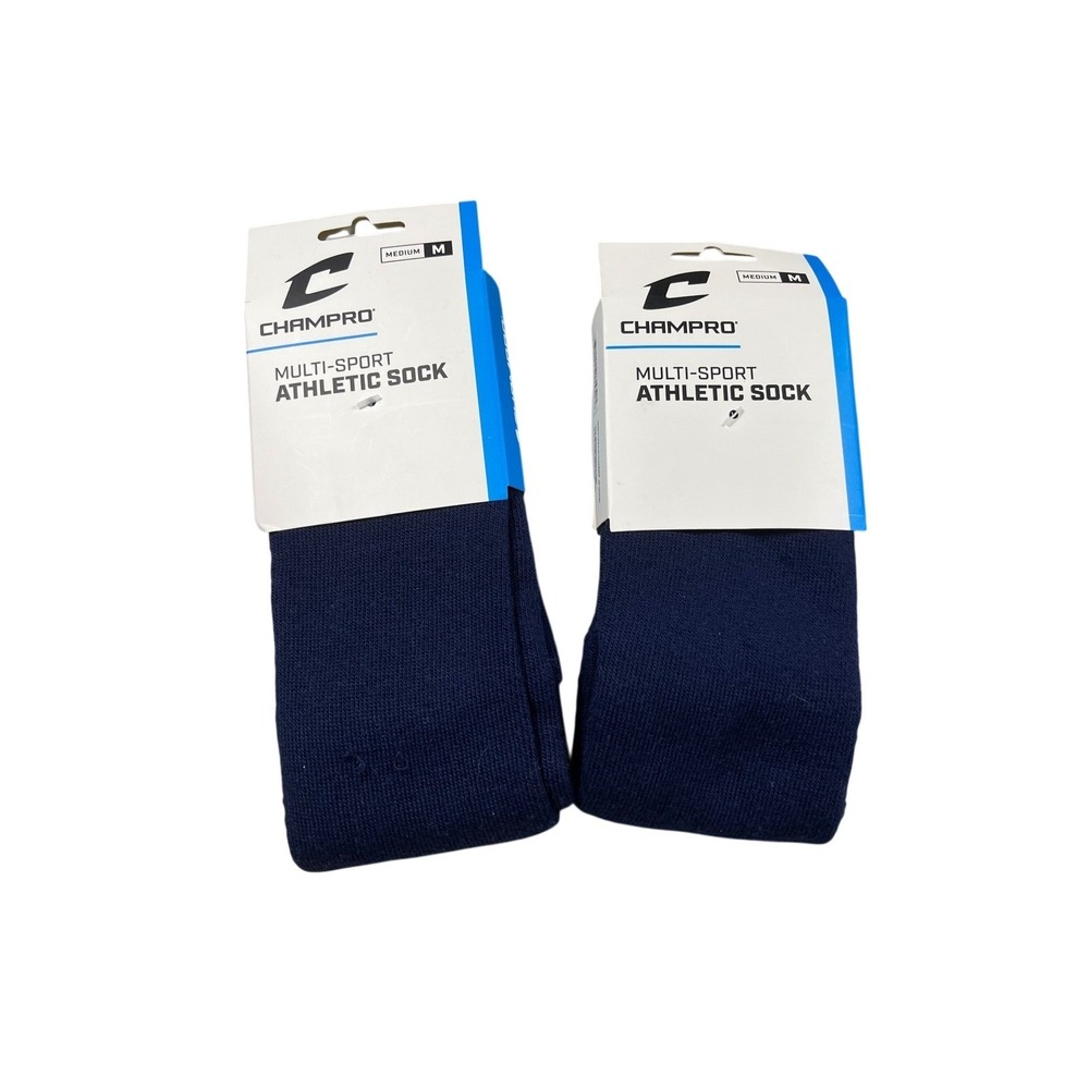 NWT Champro Multi Sport Athletic‎ Socks Navy Blue Medium Lot of 2 Pairs